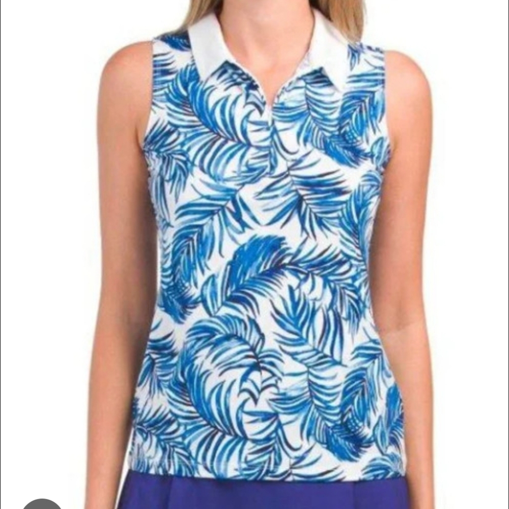 NWT Tommy Bahama Blue and White Polo Golf Tank Top